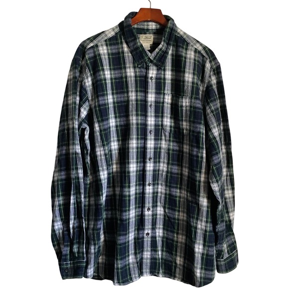 LLBean Traditional Fit Flannel Shirt XXLTall Plaid Long Sleeve Cotton - Picture 5 of 11